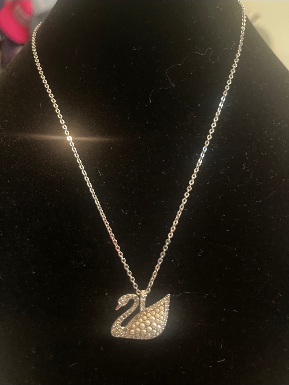 Swarovski Pendant Necklace - Silver Crystal Accent-missing a couple crystals.